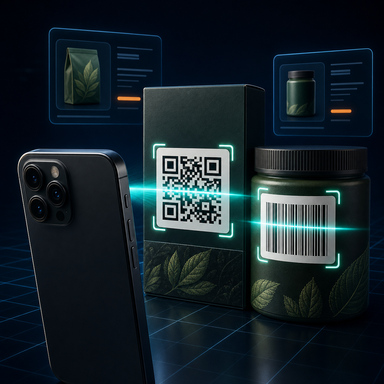 PinCast scanning a QR code and a product barcode